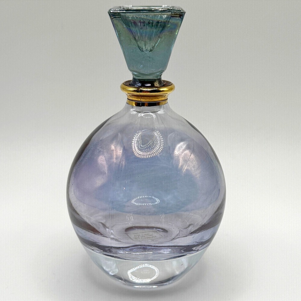 Vintage Illusions Italian 24% Lead Crystal Iridescent Perfume Bottle Lavender